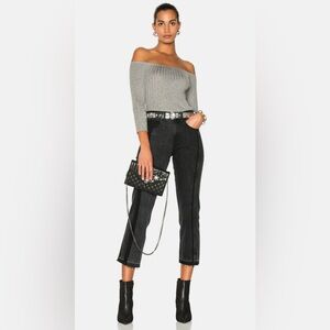 Rag & Bone Two Tone Crop Jeans Black Magnolia Size 27